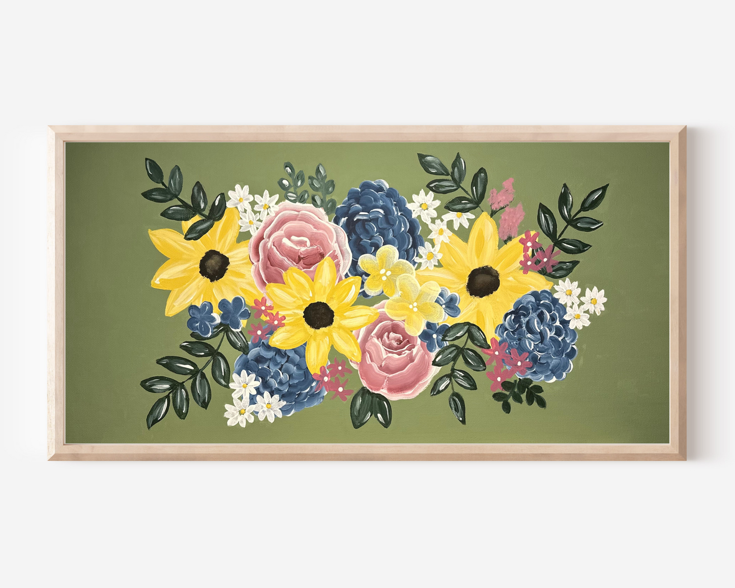 12"x24" Original Hand Painted Floral Bouquet Canvas